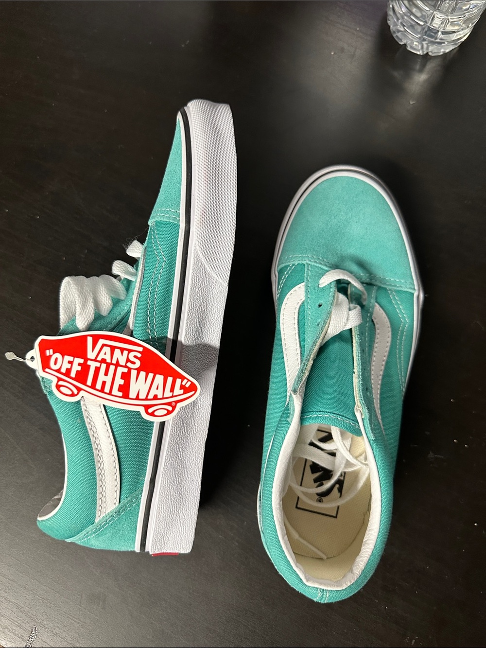 Vans Teal Low-Top Sneakers with White Stripe